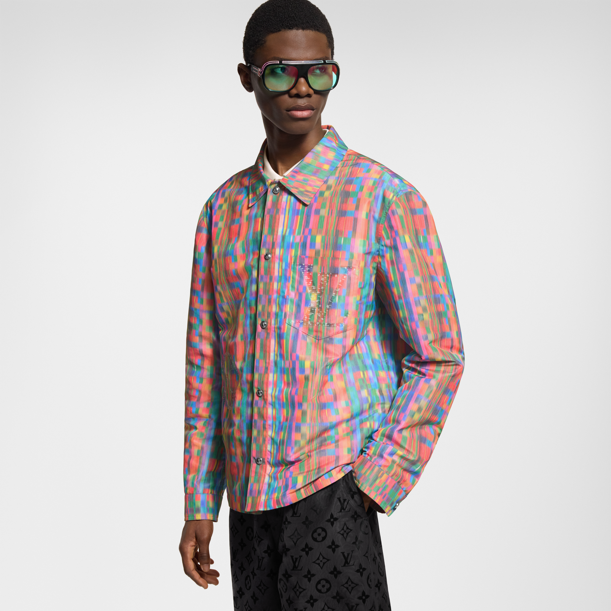Sobrecamisa estampada con efecto óptico  Hombre Prêt-à-Porter Cazadoras y abrigos | LOUIS VUITTON (Zoom de producto)